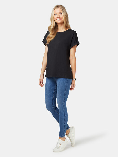 Drop Shoulder Tee, Black, hi-res