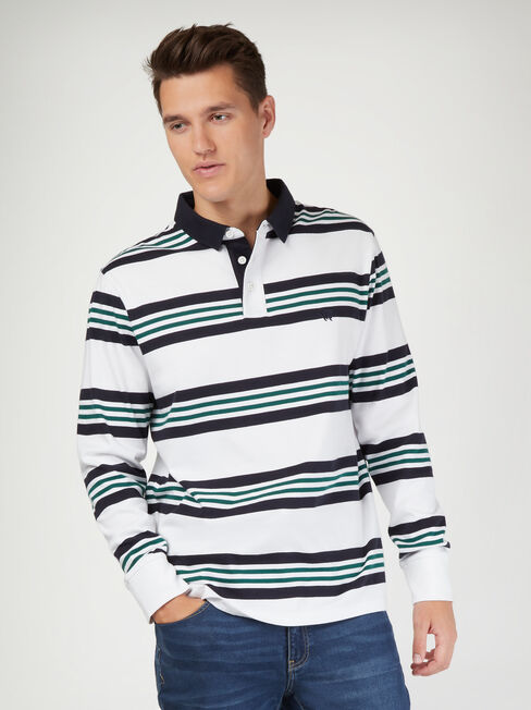 LS Travis Stripe Rugby Polo, Blue, hi-res