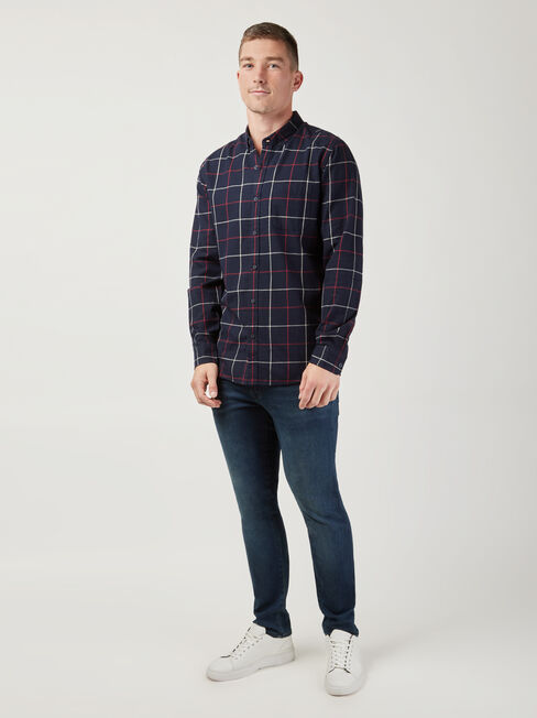 Roman Brushed Check Shirt, Blue, hi-res