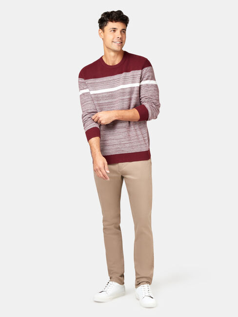 Grant Block Stripe Crew Knit, Red, hi-res