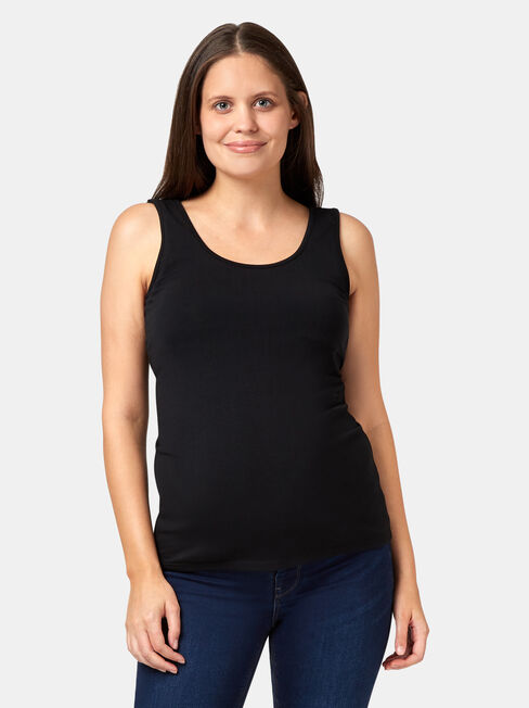 Post Maternity Cotton Nursing Tank, Black, hi-res