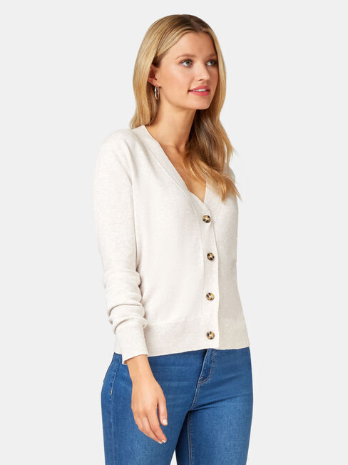 Ava Cropped Cardi, White, hi-res