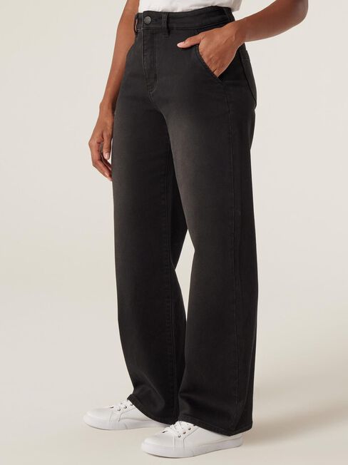 Lisa Luxe HW Wide Leg Jeans, Black, hi-res