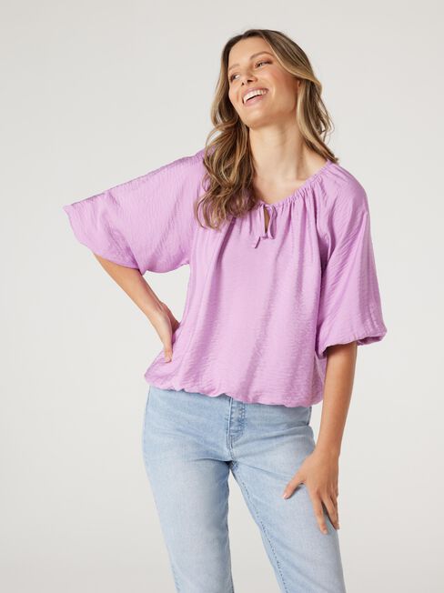 Astrid Tie Front Blouse, Pink, hi-res