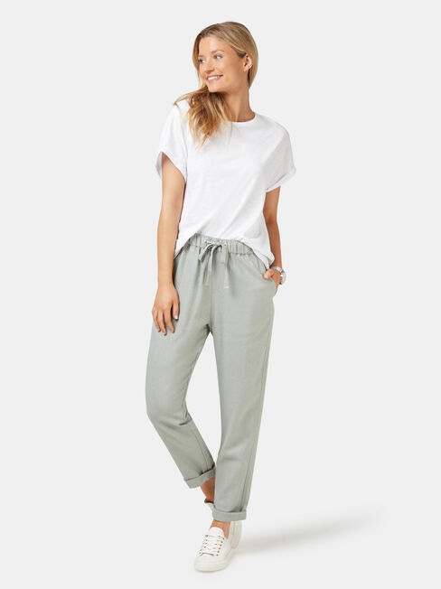 Linen Blend Pant, Green, hi-res