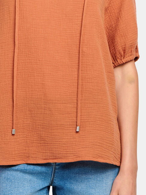 Cheska Cheesecloth Peasant Top, White, hi-res