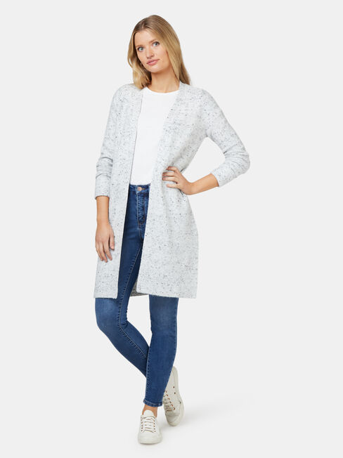 Cora Longline Cardigan, Grey, hi-res