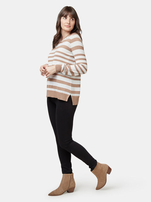 Aspen Curve Hem Essential Knit, Stripe, hi-res