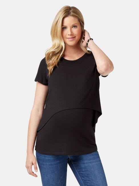 Cerese Layered Maternity Top, Black, hi-res