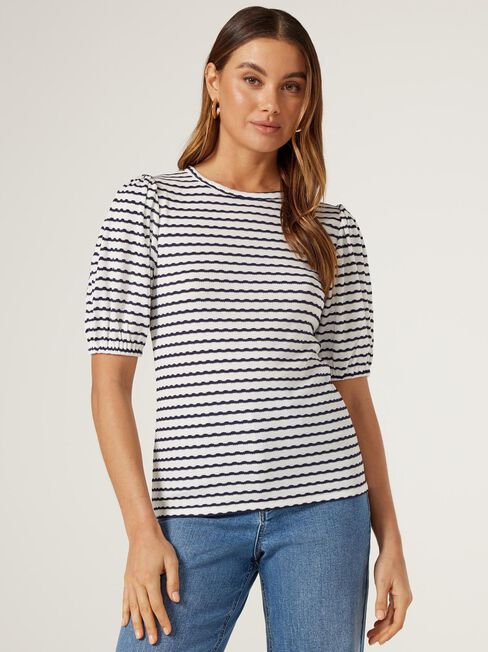 Chrishell Textured Tee, Stripe, hi-res