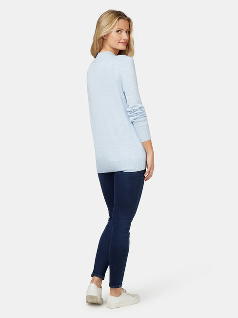 Kara Essential Funnel Neck Pullover, Blue, hi-res