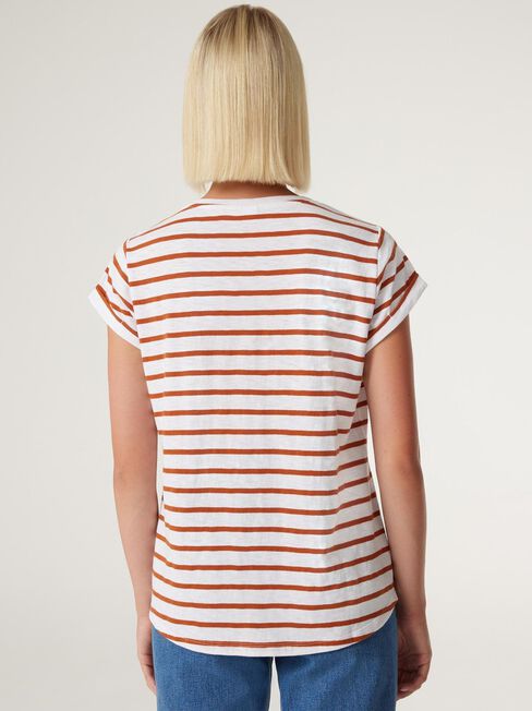 Essential Slub Pocket Tee, Rust Stripe, hi-res