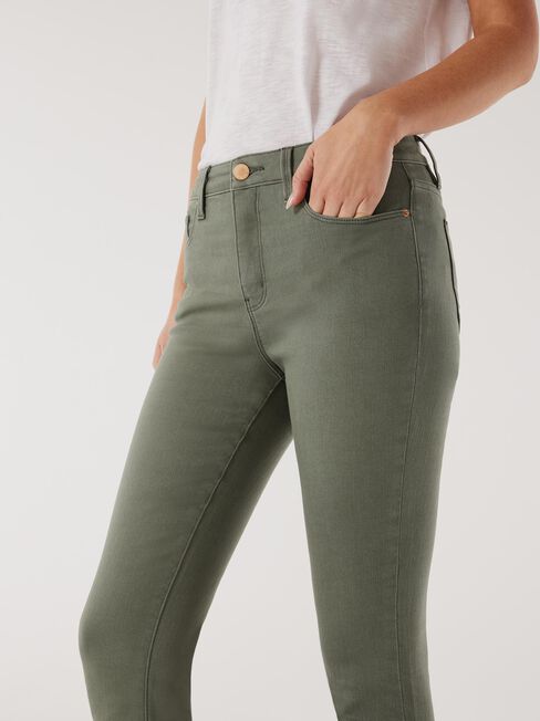 Kara Mid Waisted Skinny Capri, Green, hi-res