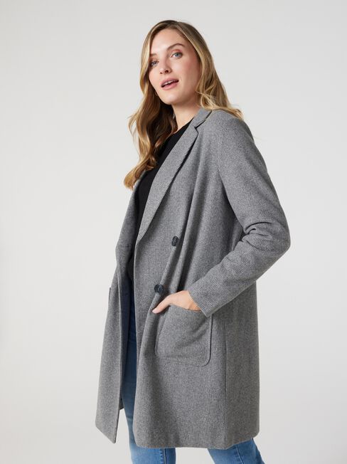 Sarah Longline Coat, Grey Marle, hi-res