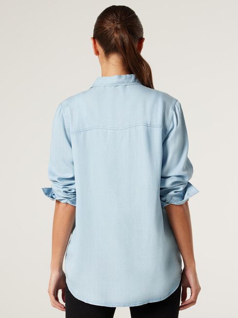 Isla Tencel Maternity Shirt, Chambray, hi-res