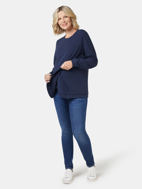 Violet Cross Over Maternity Sweat, Blue, hi-res