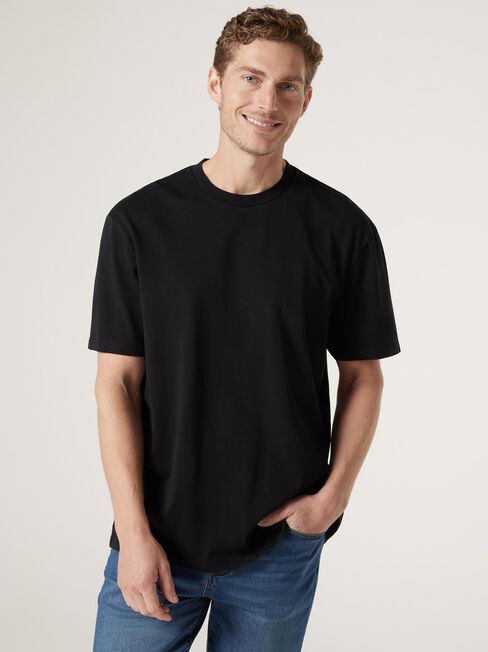 Ace Relaxed Fit Basic Crew Tee, Black, hi-res