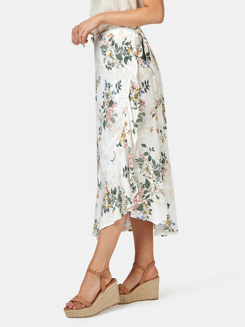 Chloe Midi Wrap Skirt, White, hi-res