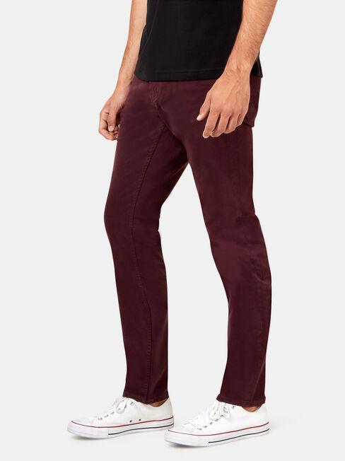 Slim Tapered Jeans Burgundy, Coloured, hi-res