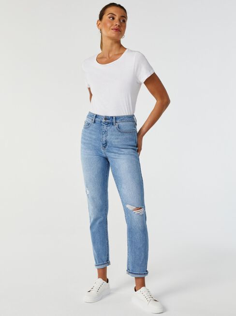 Brooke High Waisted Tapered Crop Jeans, Distressed, hi-res