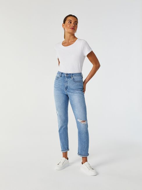 Brooke High Waisted Tapered Crop Jeans, Distressed, hi-res