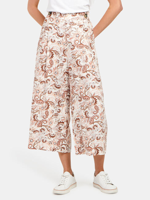 Ava Wide Leg Elastic Waist Pant, Print, hi-res