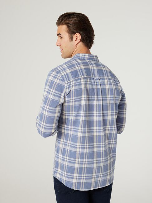 LS Kai Check Linen Shirt, Washed Navy Checked, hi-res