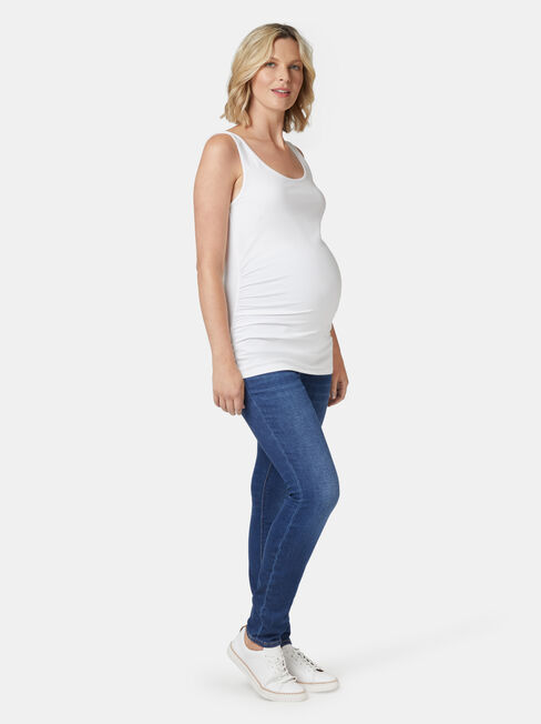 Lola Maternity Cotton Basic Tank, White, hi-res