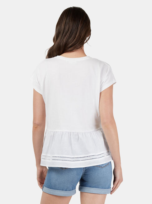 Sarah Peplum Tee, White, hi-res