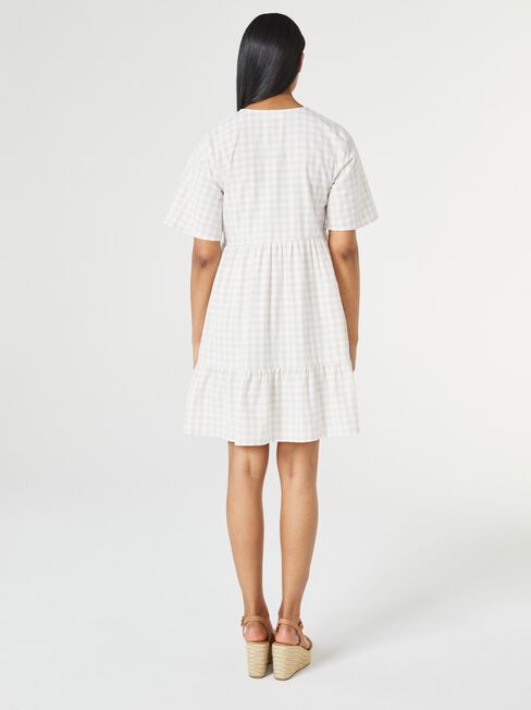 Billie Button Down Smock Dress, White, hi-res