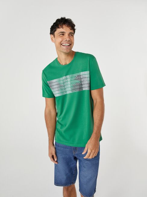 SS Seb Print Crew Tee, Green, hi-res