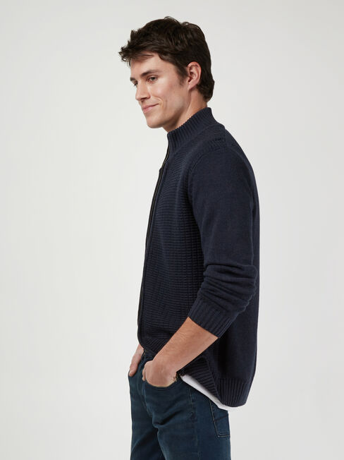 Shannon Zip Through Knit, Blue, hi-res