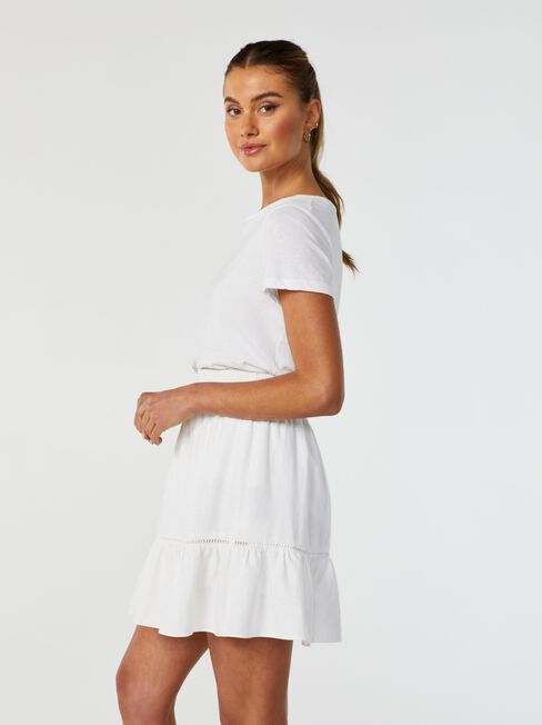 Cove Ruffle Ladder Trim Skirt, White, hi-res