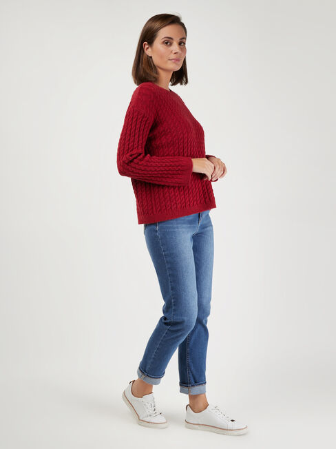 Milana Oversize Cable Knit, Red, hi-res