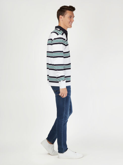 LS Travis Stripe Rugby Polo, Blue, hi-res