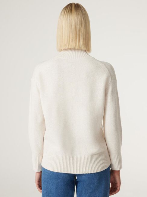 Parker High Neck Souffle Knit, Winter White, hi-res