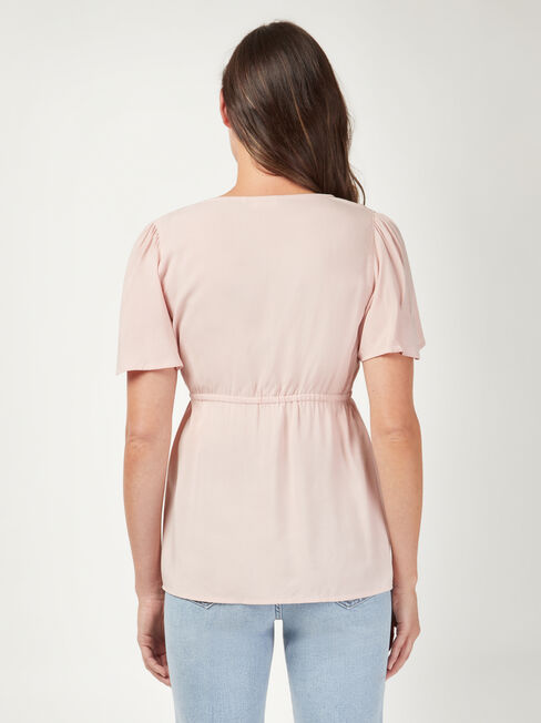 Amy Drawstring Waist Maternity Top, Pink, hi-res