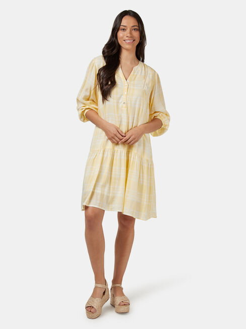 Lara Ladder Trim Dress, Yellow, hi-res