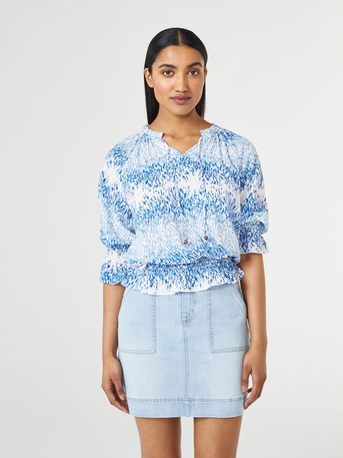 Dixie Tie Neck Blouse, Blue, hi-res