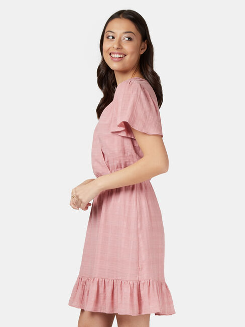 Harmony Flutter Sleeve Dress, Pink, hi-res