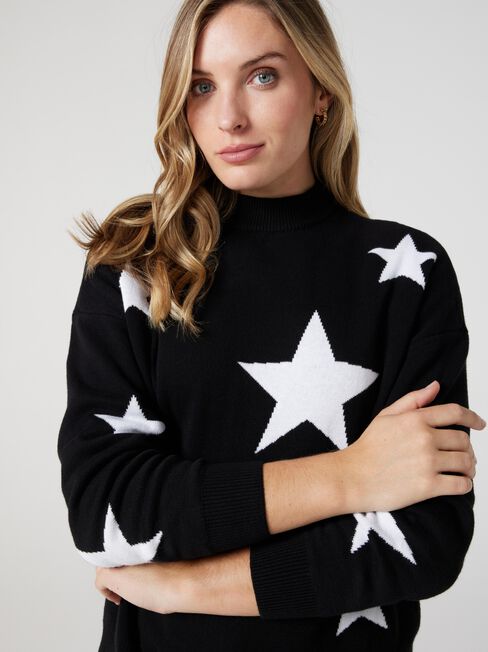 Hannah Star Pullover, Ink/White, hi-res