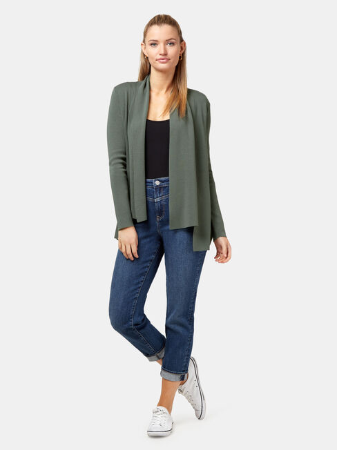 Mischa Drape Front Cardigan, Green, hi-res