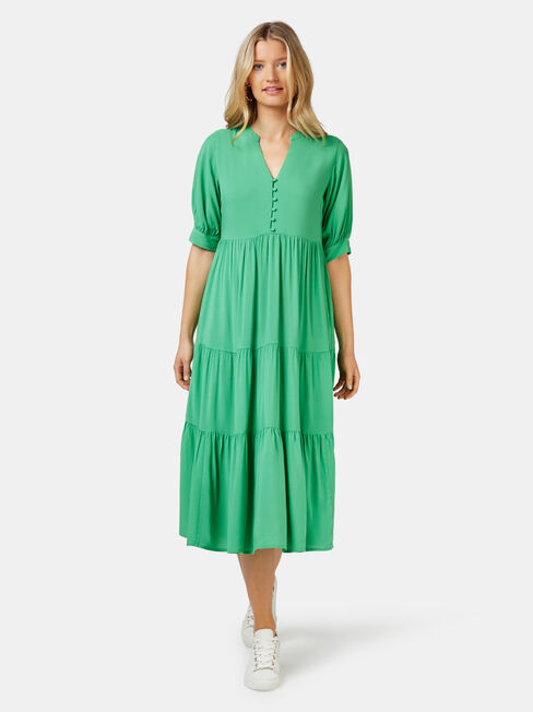 Esther Tiered Midi Dress, Green, hi-res