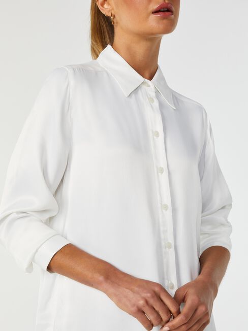 Katia Satin Shirt, White, hi-res