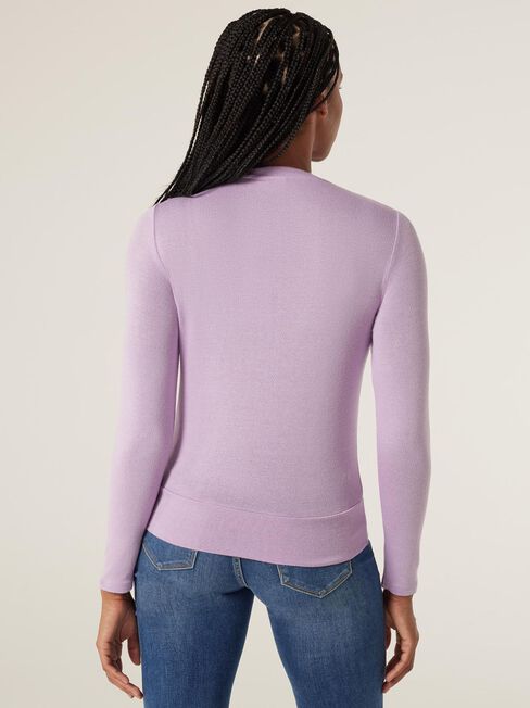 Hazel Soft Touch Twist Front Pullover, Lilac Marle, hi-res