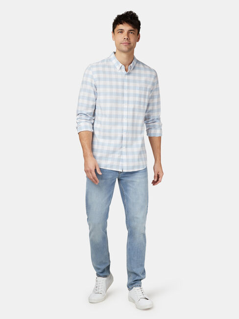 Nate Long Sleeve Check Shirt, Blue, hi-res