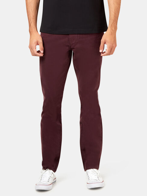 Slim Tapered Jeans Burgundy, Coloured, hi-res