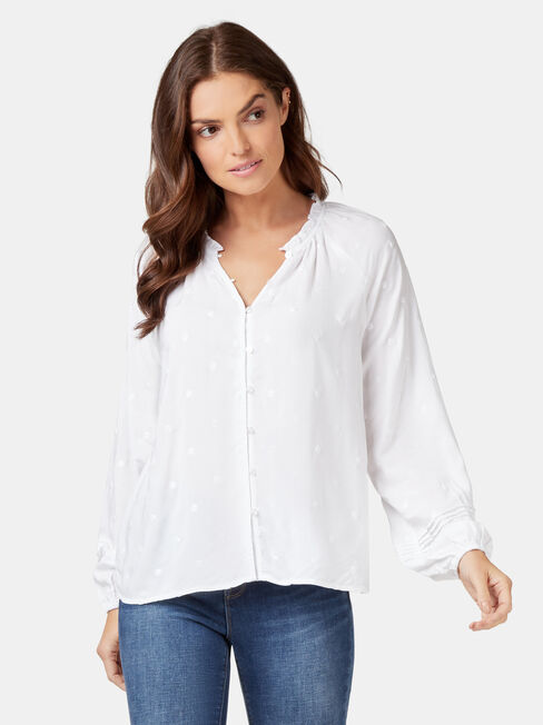 Emma Embroidered Blouse, White, hi-res