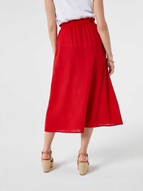 Collette Ruched Waist Midi Skirt, Red, hi-res