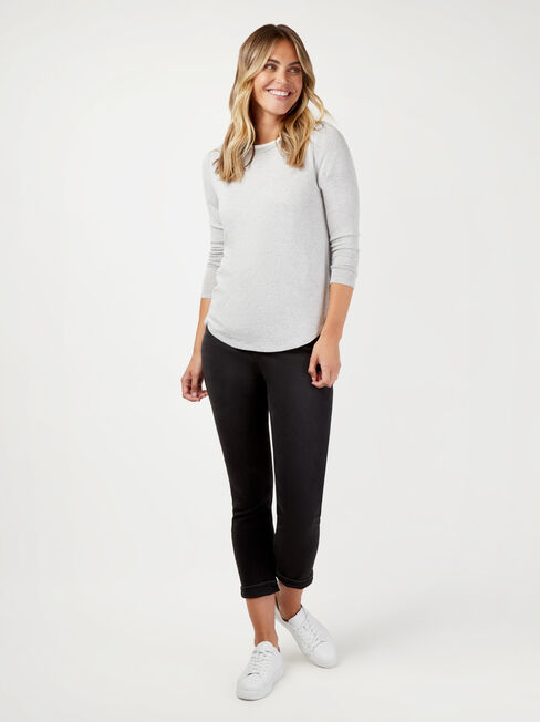 Maddie Soft Touch Curve Hem Pullover, Grey, hi-res